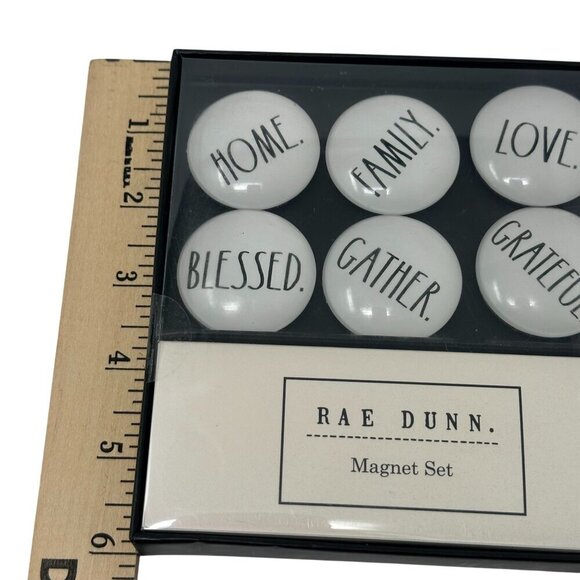 Rae Dunn 6 Glass Dome Magnets Set HOME FAMILY LOVE BLESSED GATHER GRATEFUL Gift - Picture 8 of 9